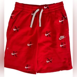 Nike Shorts Youth XL Mens XS-S Fleece Sweat Knit Nike Swoosh Logo Print Athletic